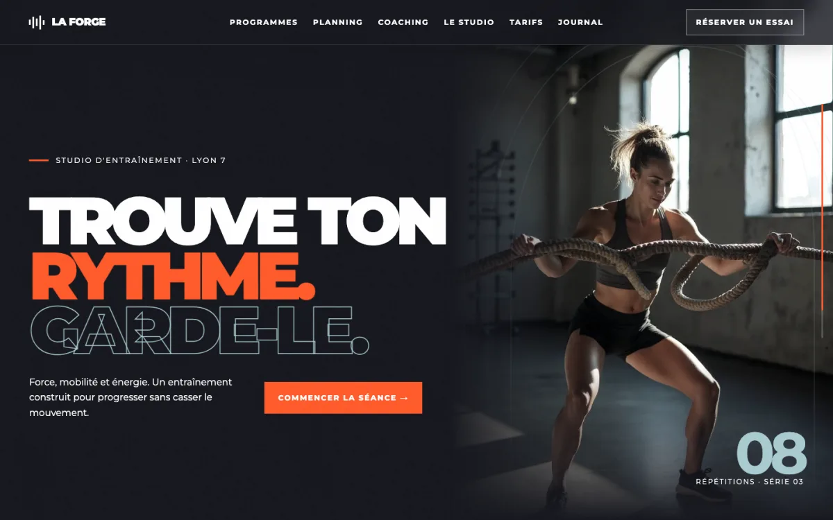 Aperçu de la page d'accueil du layout La Forge