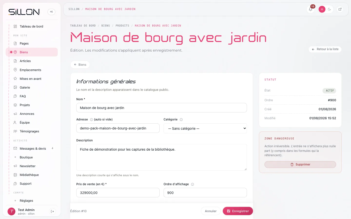 Éditer une fiche