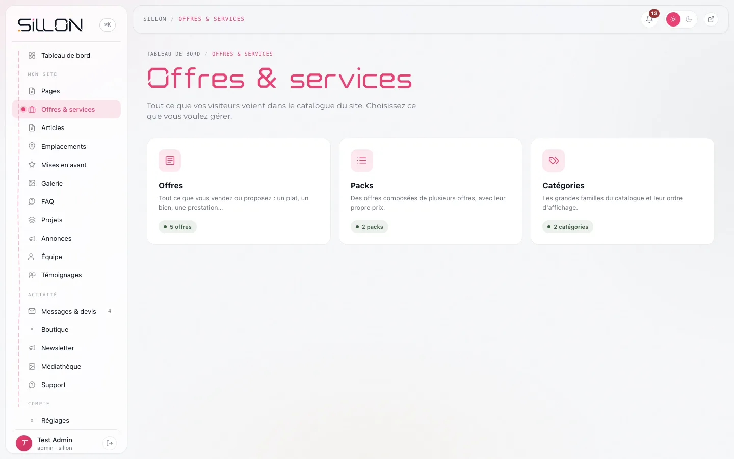 Le catalogue