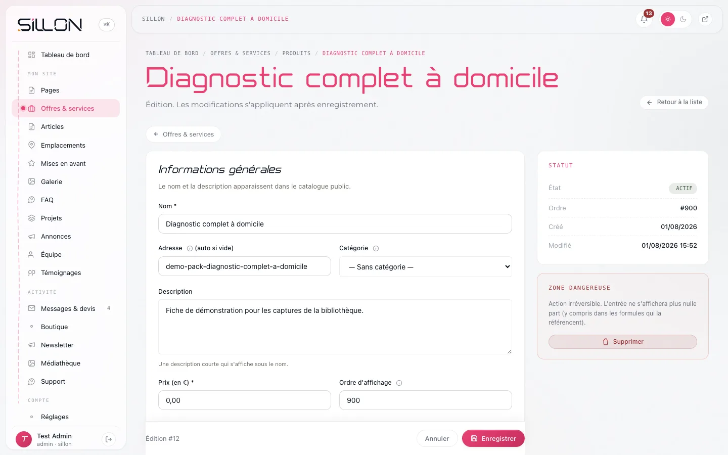 Éditer une fiche