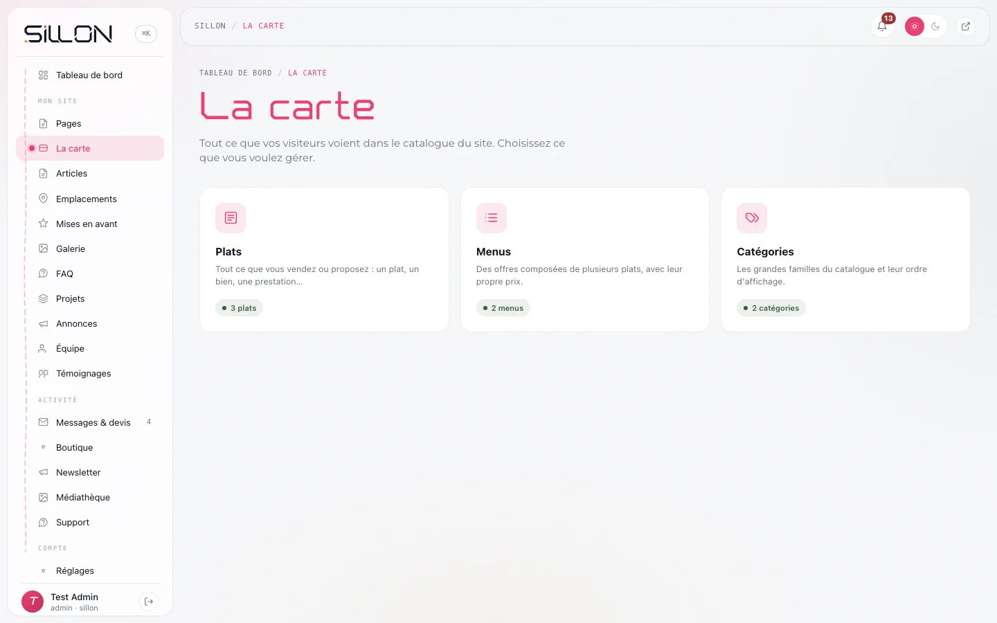 Le catalogue