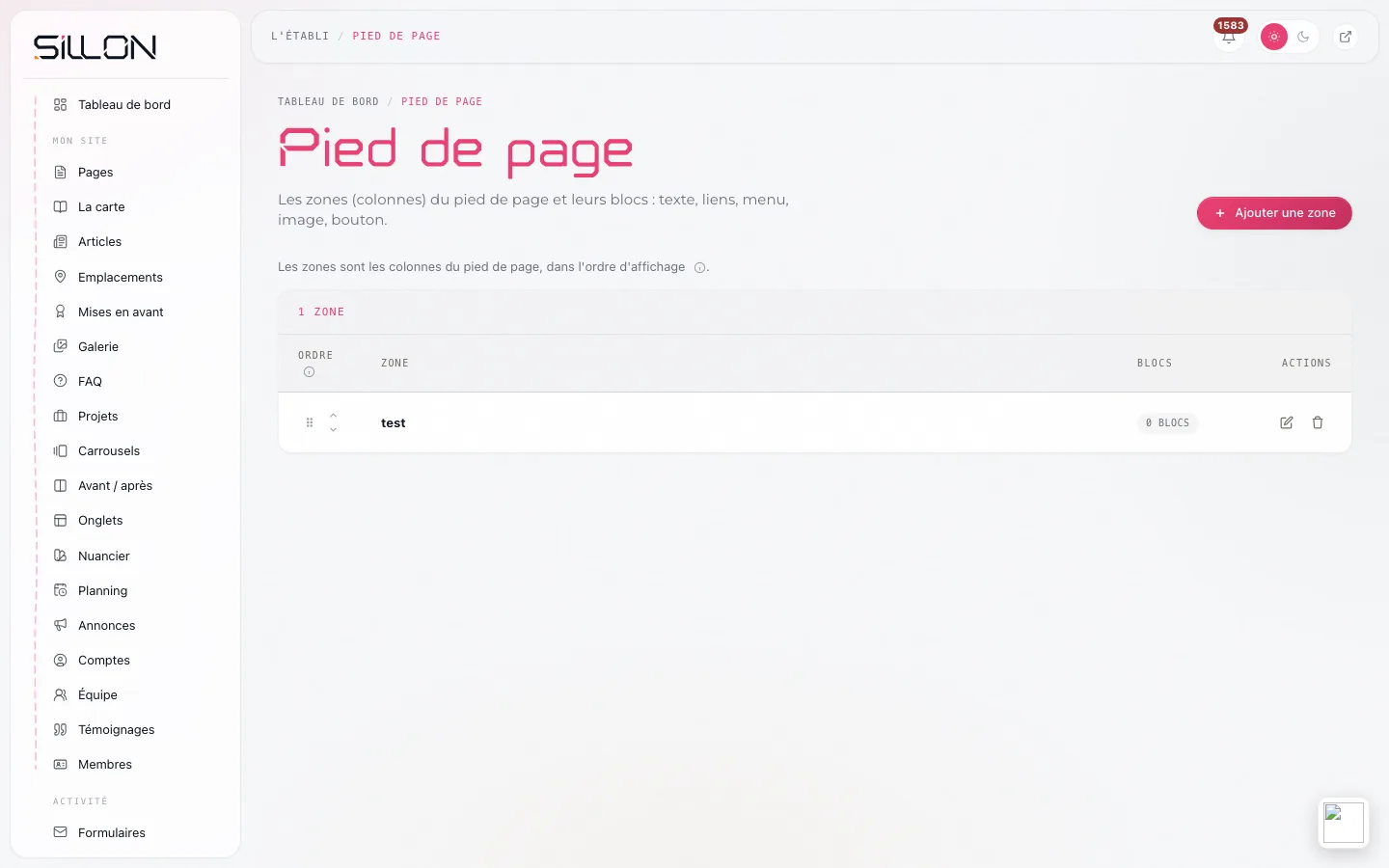 Pied de page