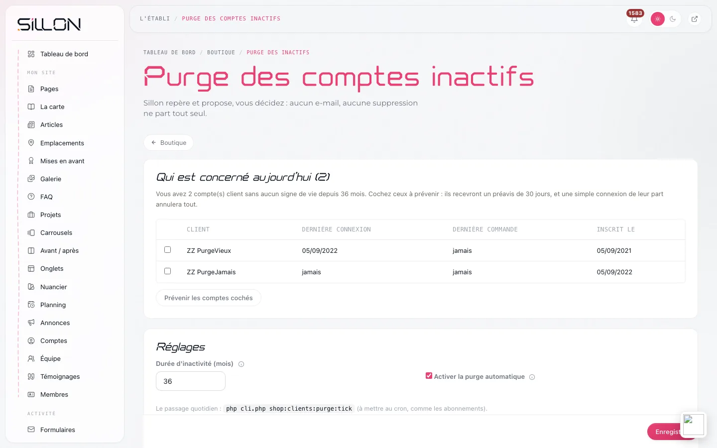 La purge des inactifs