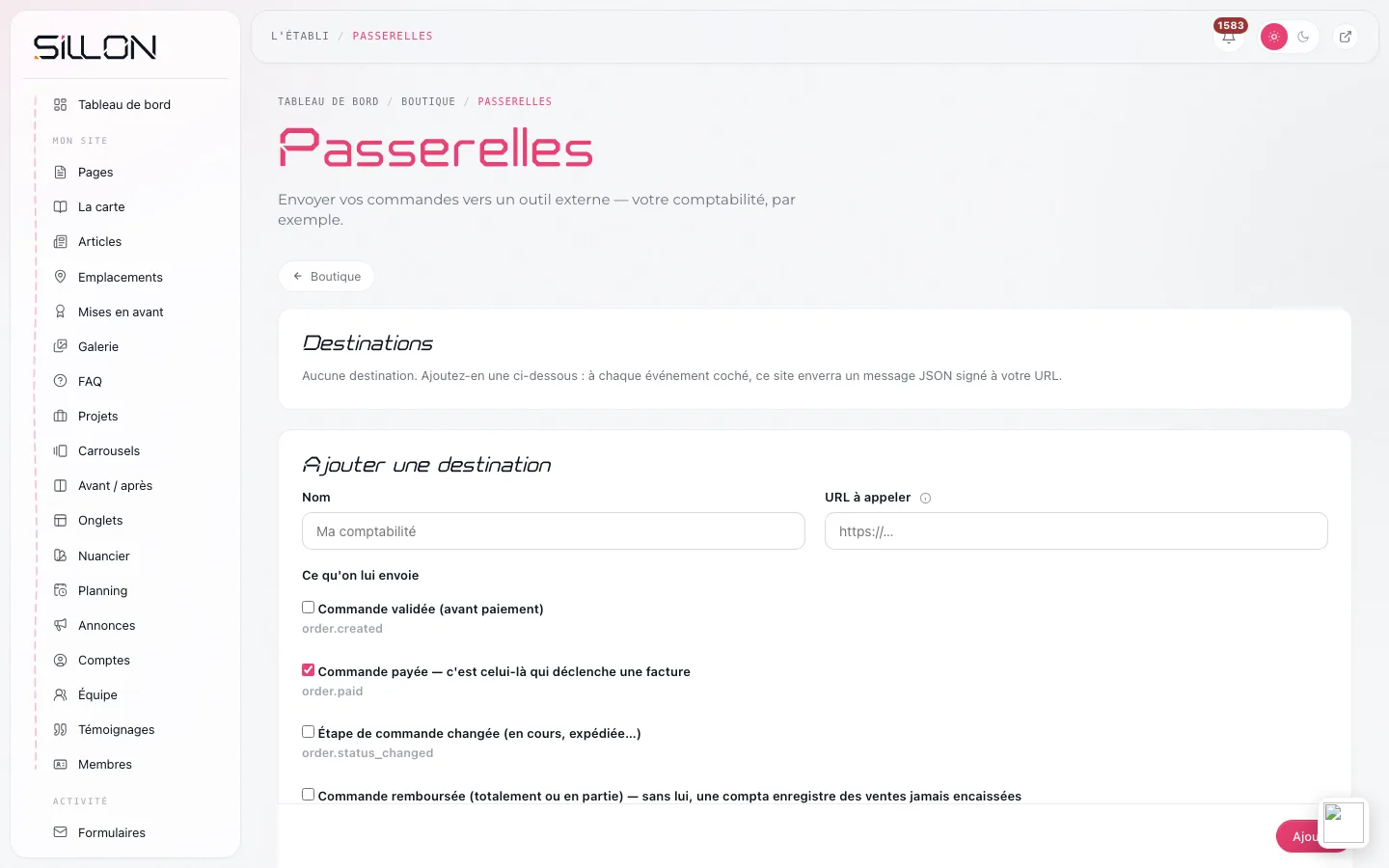Les webhooks